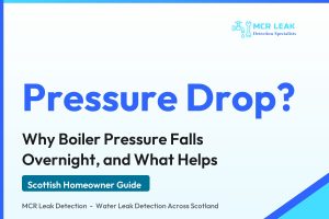 boiler pressure drops overnight - branded MCR Leak Detection guide card