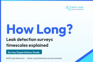 how long does leak detection take - branded MCR Leak Detection guide card