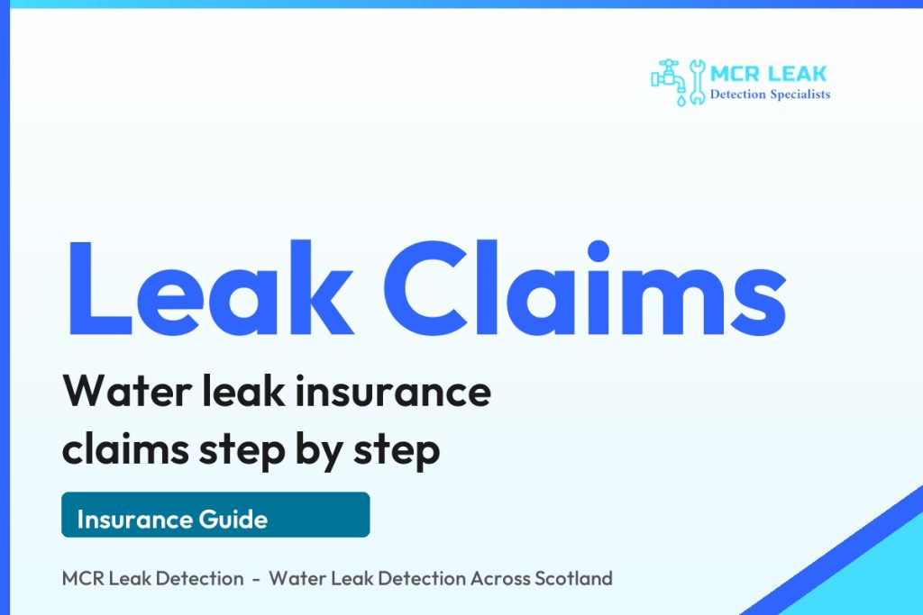 water leak insurance claim - branded MCR Leak Detection guide card