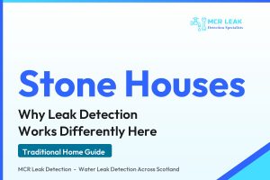 leak detection old stone house - branded MCR Leak Detection guide card