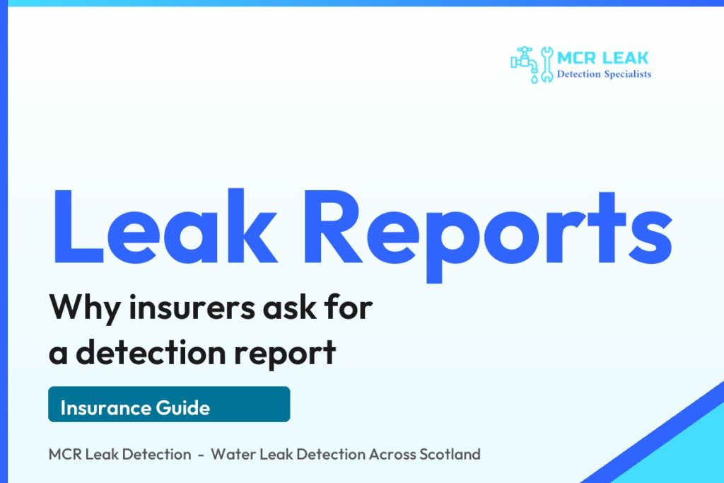leak detection report insurance - branded MCR Leak Detection guide card