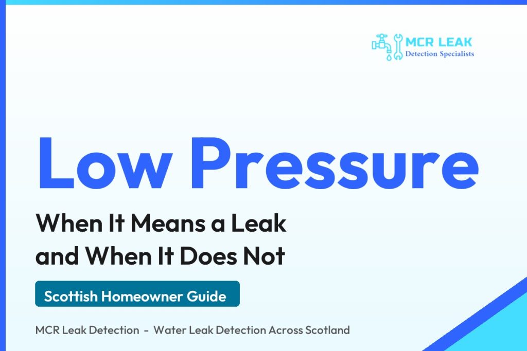 low water pressure leak - branded guide graphic (MCR Leak Detection)