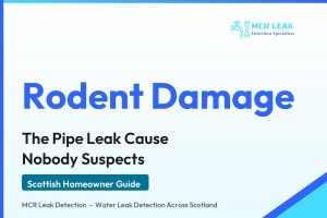 rodent damage pipes - branded MCR Leak Detection guide card