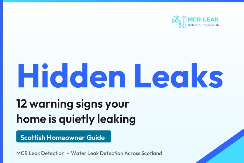 signs of a hidden water leak - branded guide graphic (MCR Leak Detection)