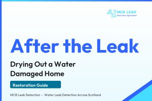 water damage restoration - branded guide graphic (MCR Leak Detection)