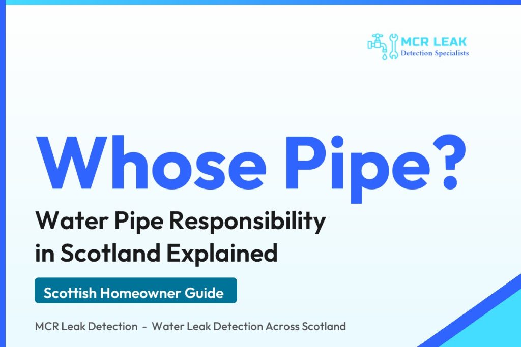 who is responsible for water pipes in scotland - branded guide graphic on pipe ownership and responsibility (MCR Leak Detection)